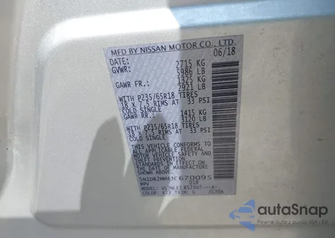 2018 Nissan Pathfinder S/Sv/Sl/Platinum from USA, damaged, VIN 5N1DR2MM4JC670095
